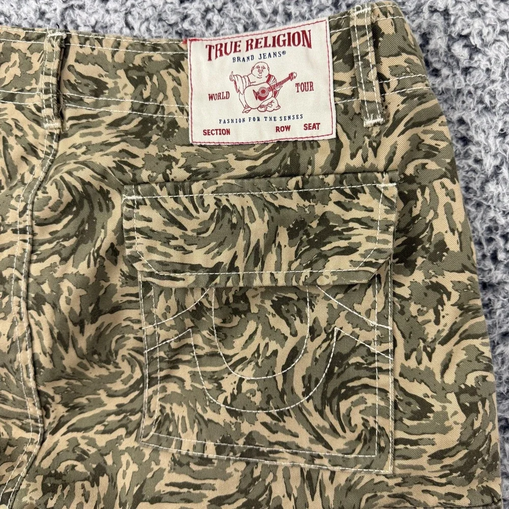 True Religion Pants Mens 30x32 Green Camo Cargo Canvas Flap Pockets Streetwear